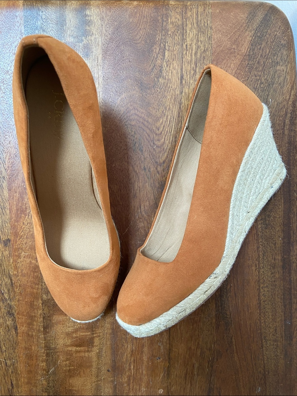J. Crew Seville Suede Espadrille Wedge Pumps - Cognac Brown - Picture 9 of 9